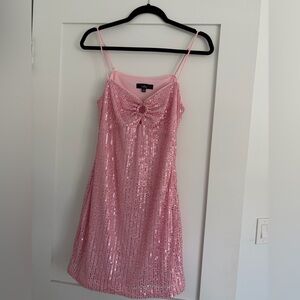 Lulus Pink Sequin Mini Dress